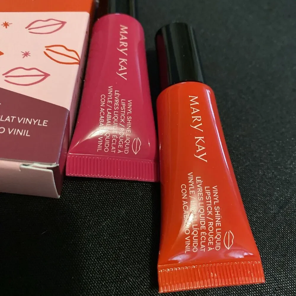 Mary Kay Vinyl Shine Liquid Lip Set Two lipsticks Luminous Red Vivid Berry New